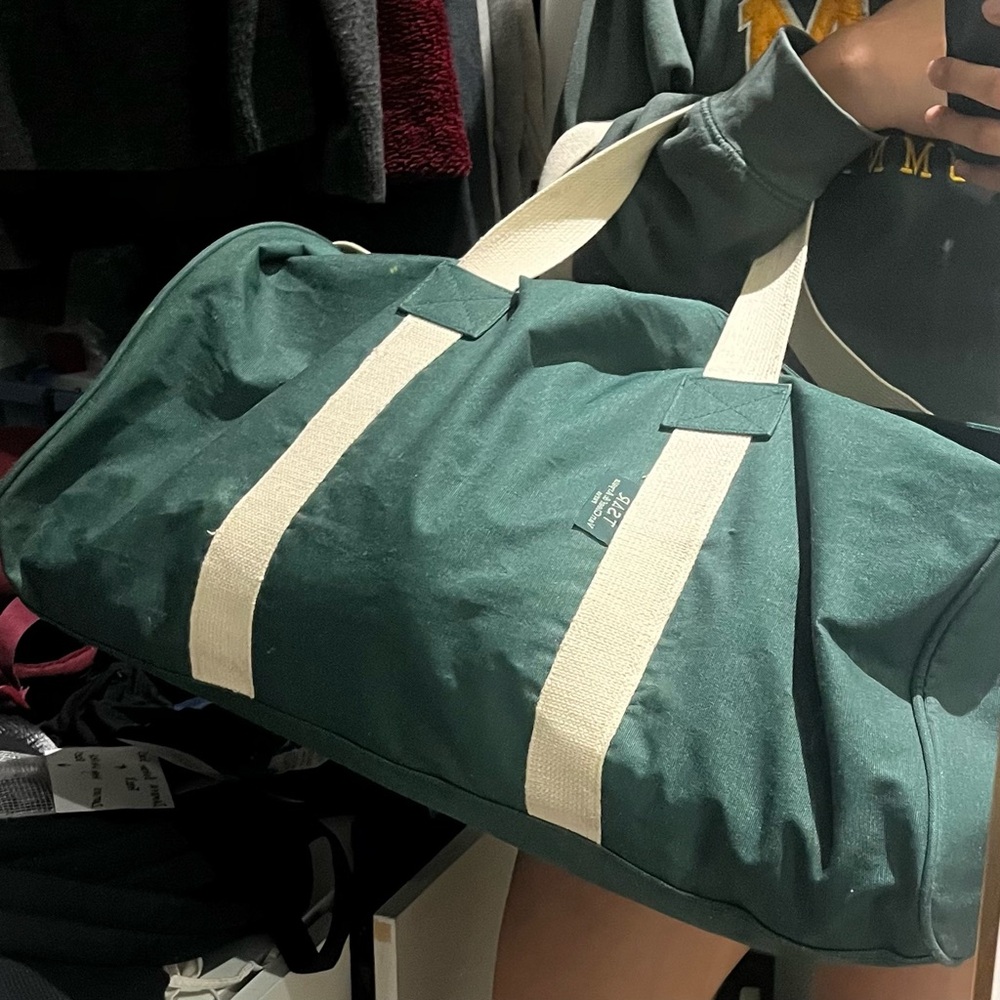 Vintage Van Cleef & Arpels Green Canvas Duffel Bag
